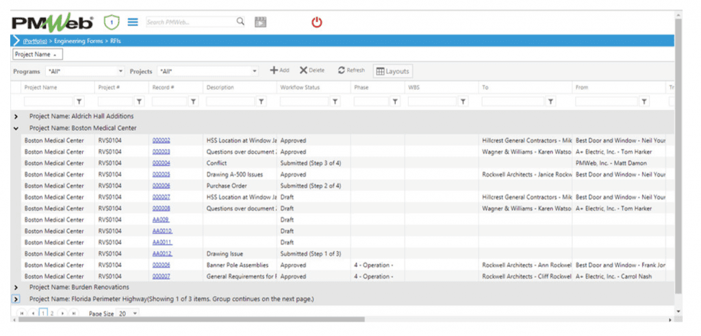 PMWeb 7 Forms RFI s