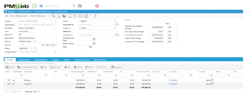 PMWeb 7 Cost Managment Change Managment 