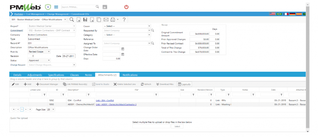 PMWeb 7 Cost Managment Change Managment 