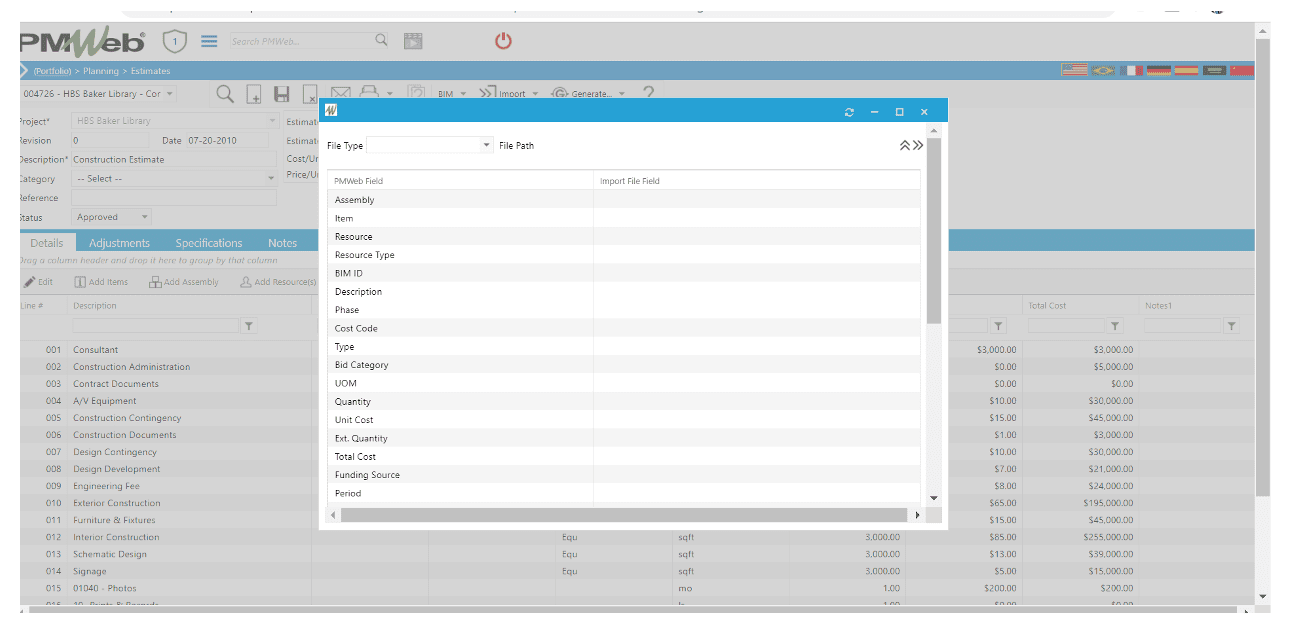 PMWeb 7 Planning Estimates