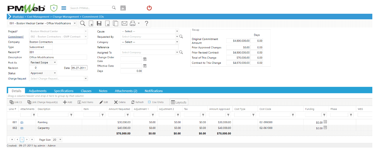 PMWeb 7 PMWeb 7 Cost Managment Change Managment 