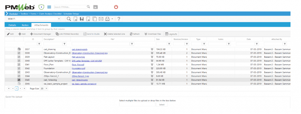 PMWeb 7 Toolbox Forms Claim Analysis Checklist Schedule Delays