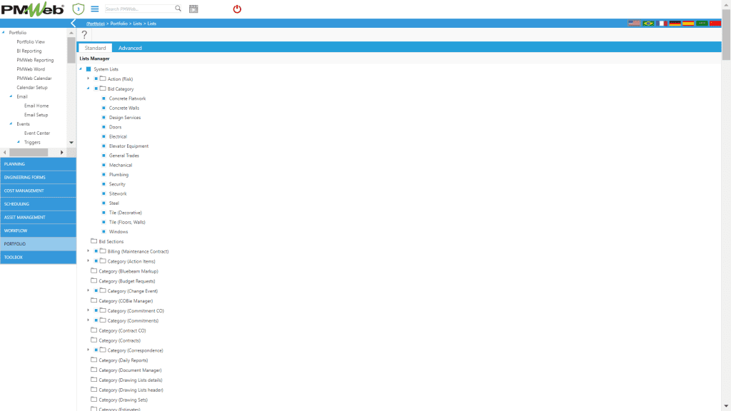 PMWeb 7 Portfolio Lists 