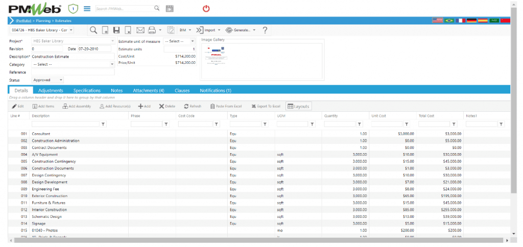 PMWeb 7 Planning Estimates