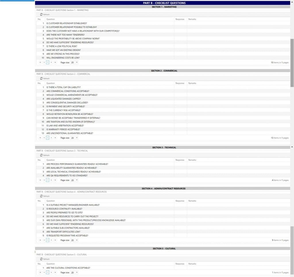 PMWeb 7 Checklist Questions