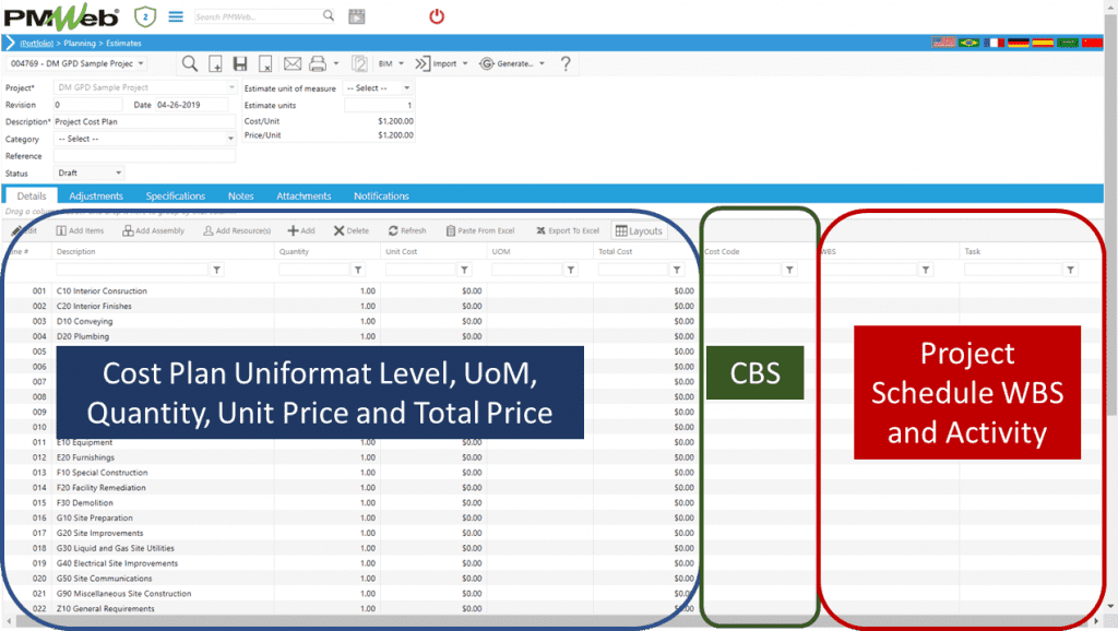 PMWeb 7 Planning Estimates Details 