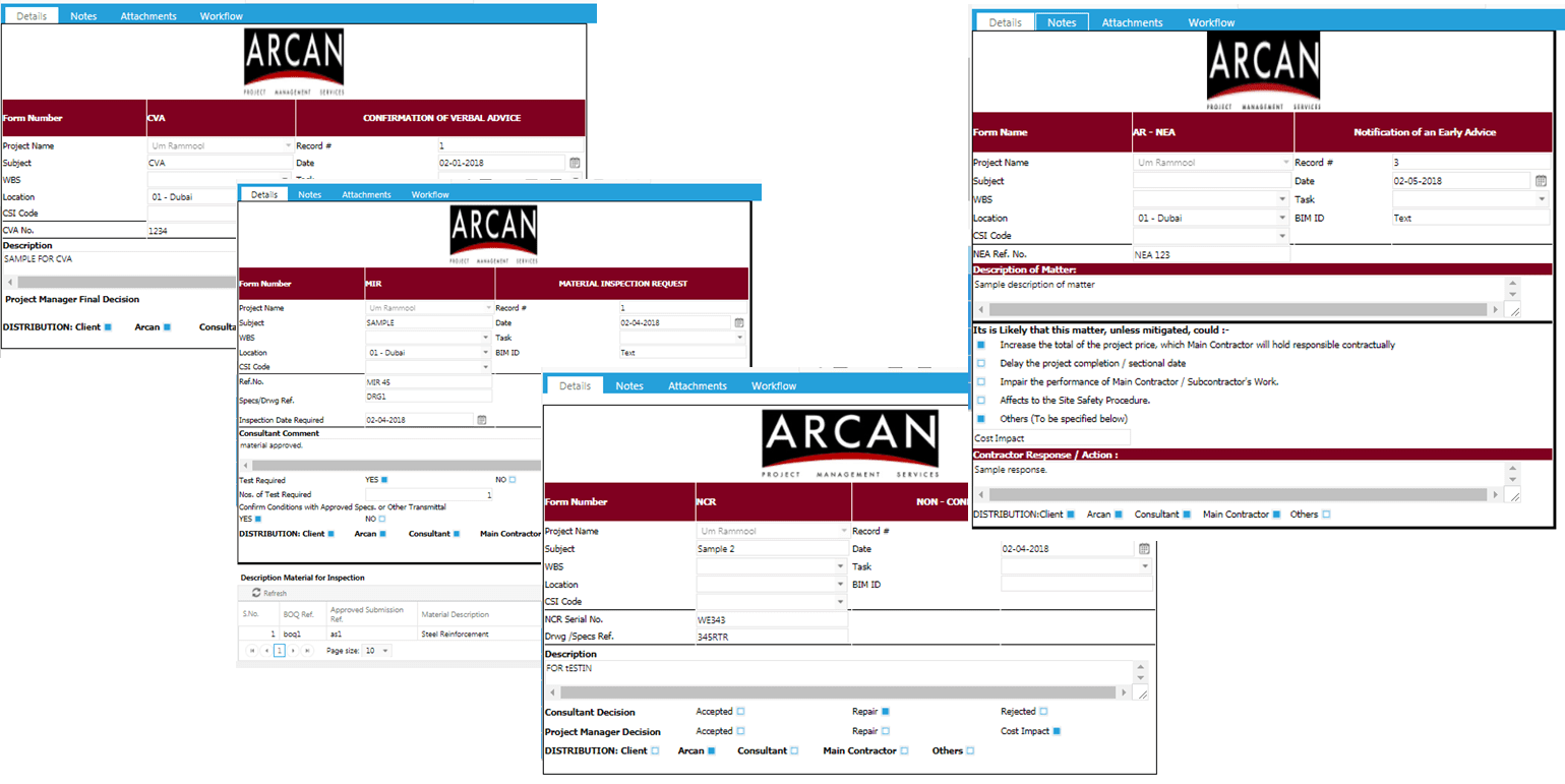 PMWeb 7 Engineering Forms RFIs Details 