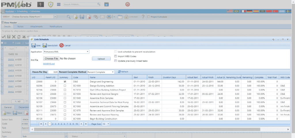 PMWeb 7 Scheduling Schedule Link Schedule 