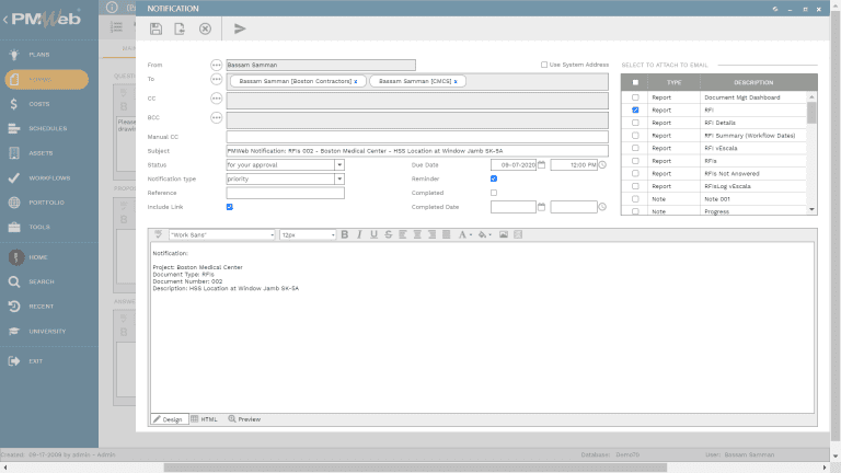 PMWeb 7 Forms Notification