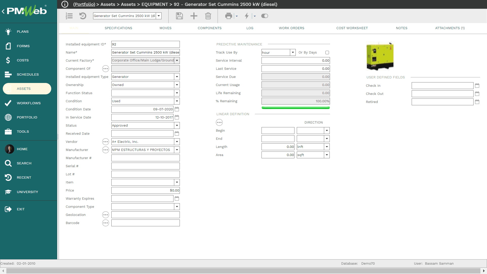 PMWeb 7 Assets Equipment