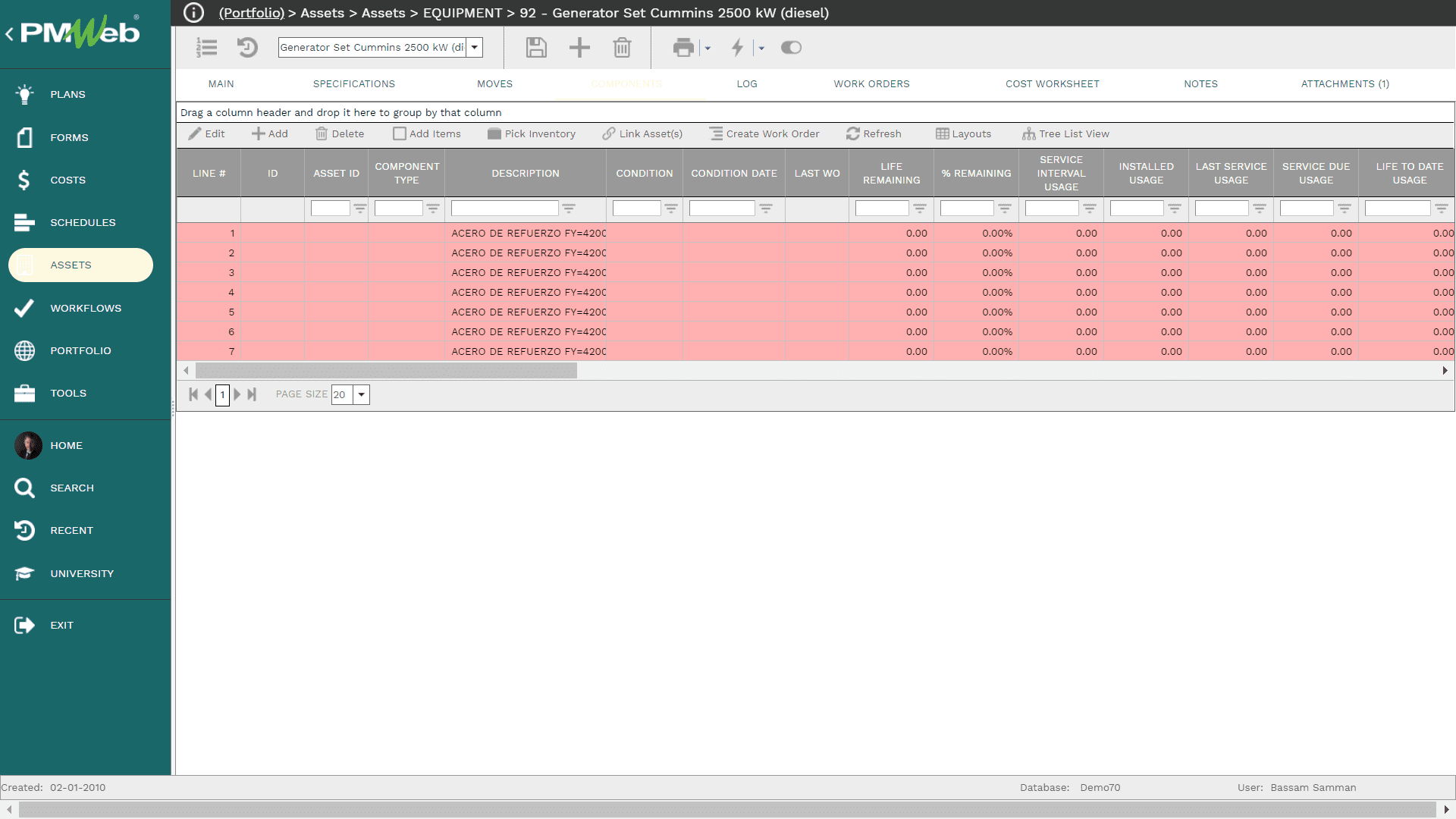 PMWeb 7 Assets Equipment