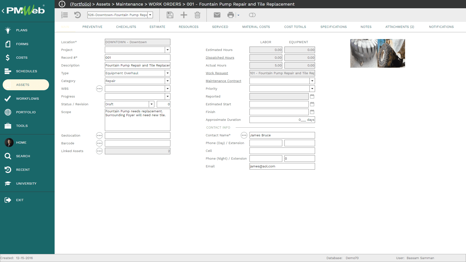 PMWeb 7 Assets Maintenance Map View 