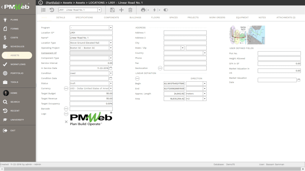 PMWeb 7 Assets Locations 