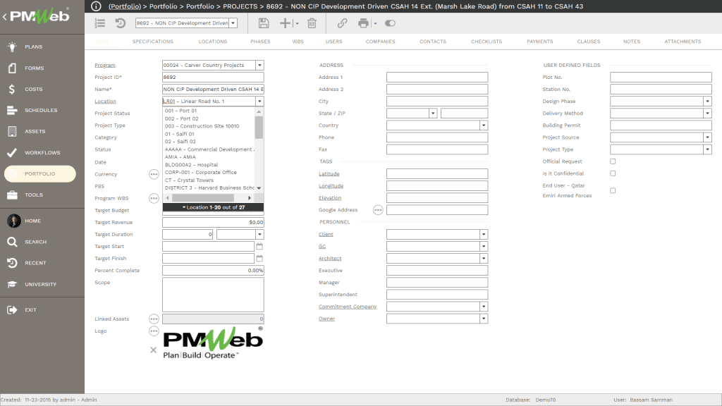 PMWeb 7 Portfolio Projects 