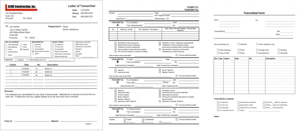 Transmittal Process Forms