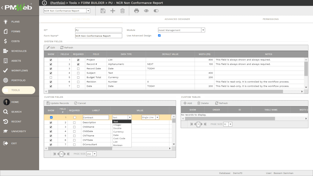 PMWeb 7 Tools Form Builder 