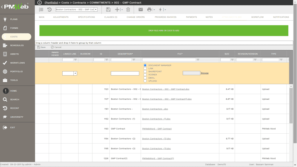 PMWeb 7 Costs Contracts Commitments GMP Contract