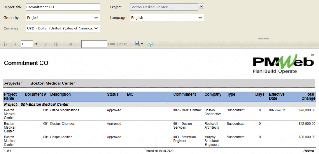 PMWeb 7 Commitment CO for Awarded Contracts