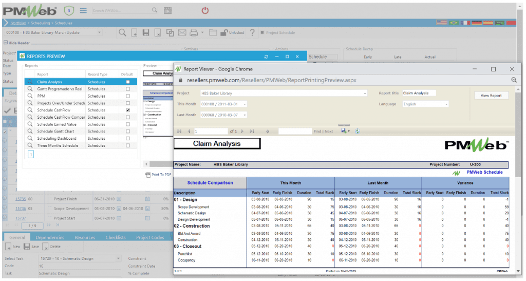 PMWeb 7 Scheduling Schedules Report Viewer 