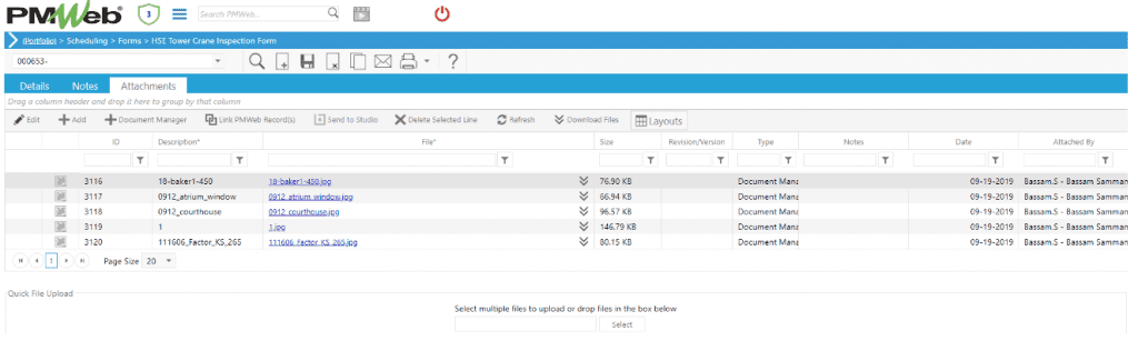 PMWeb 7 Scheduling Forms