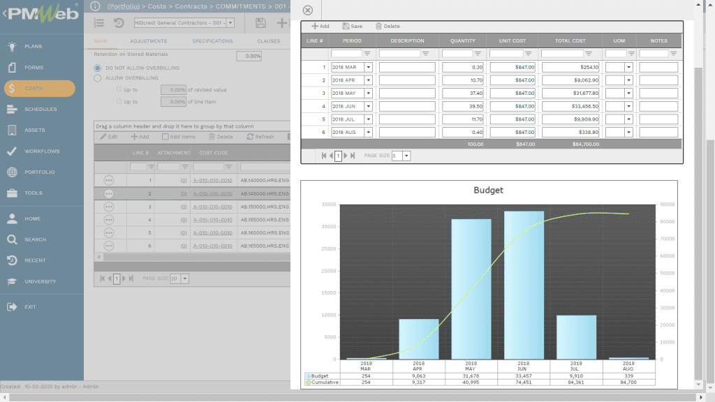 PMWeb 7 Costs Contracts Commitments 