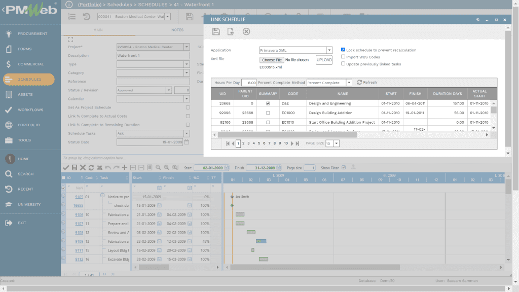 PMWeb 7 Schedules 