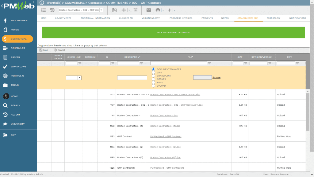 PMWeb 7 Commercial Contracts 