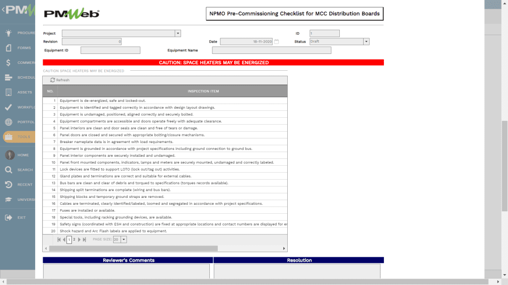 PMWeb 7 Tools Forms 