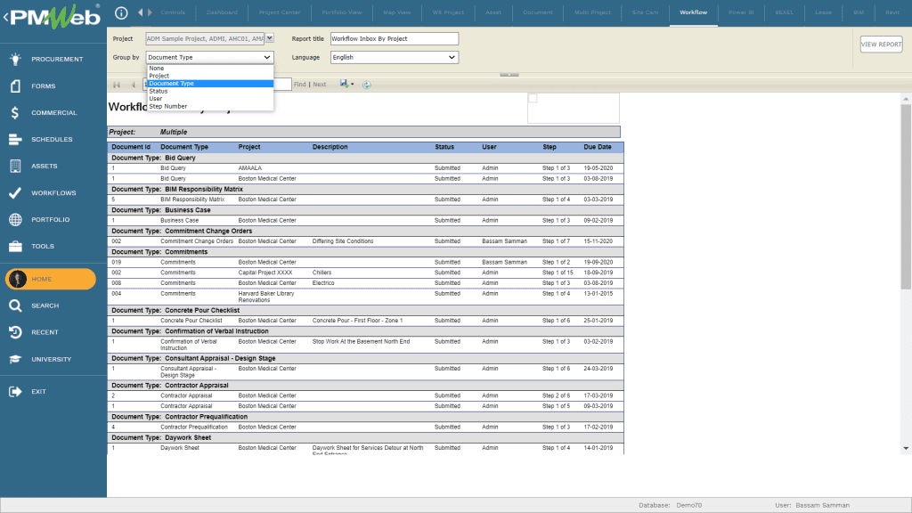 PMWeb 7 Document type Workflow