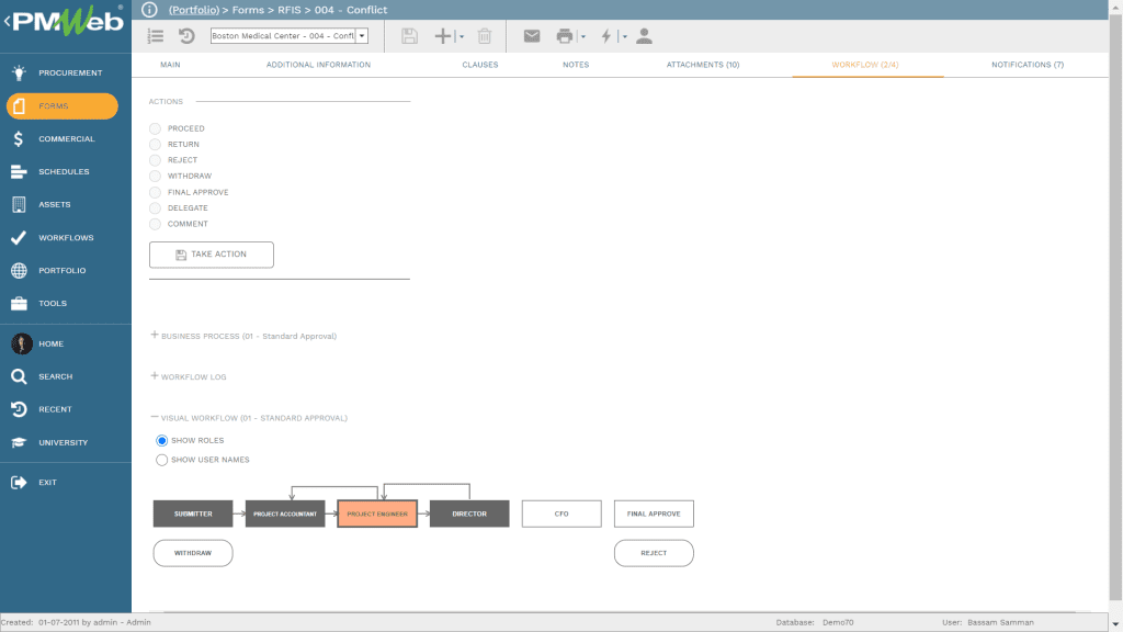 PMWeb 7 Forms RFIS