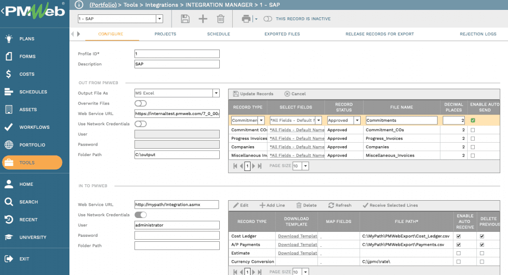 PMWeb Integrations Manager