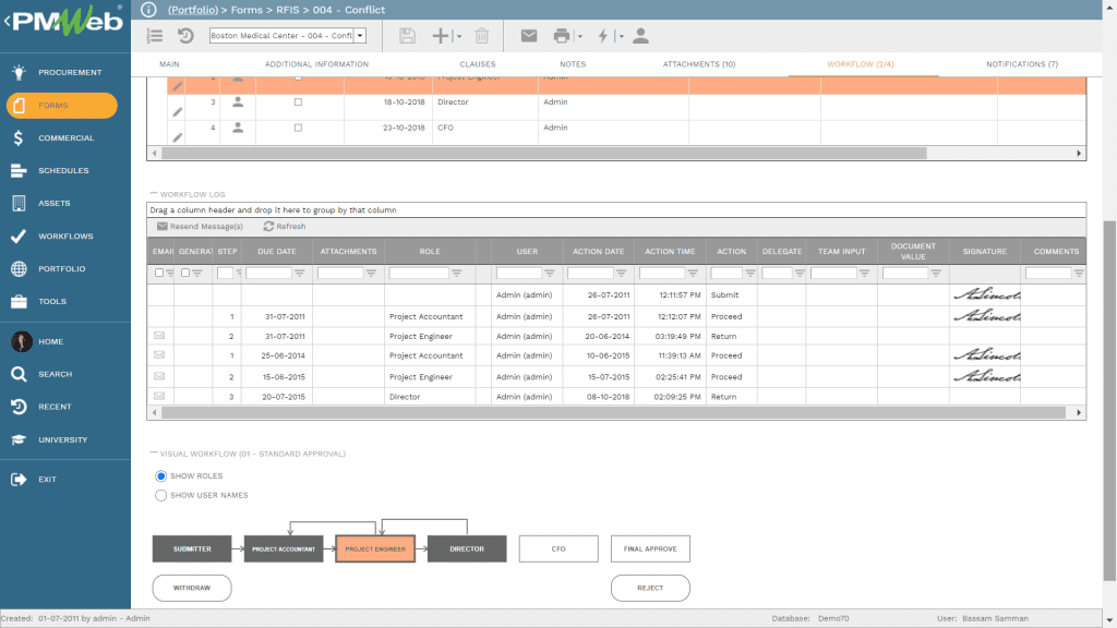 PMWeb 7 Forms RFIs Conflict with Version History