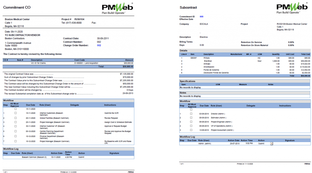 PMWeb 7 Commitment CO Subcontract for Storytelling Reports