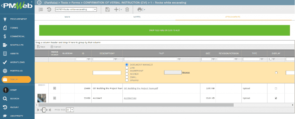 PMWeb 7 Tools Form Builder Confirmation of Verbal Instruction 