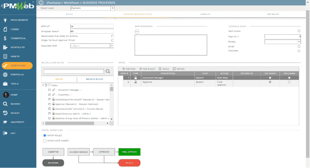 PMWeb 7 Workflow Business Processes for Project Communications