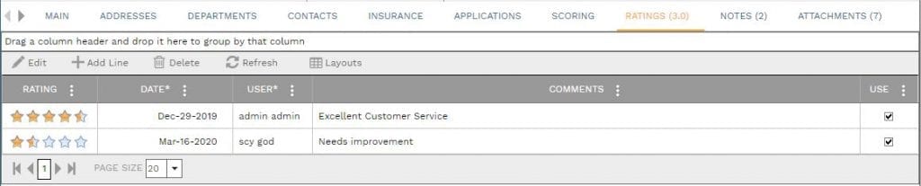 Vendor Prequalification Ratings Tab