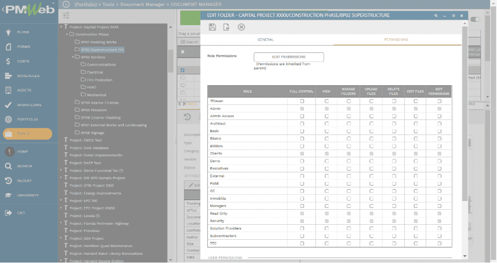 PMWeb 7 Tools Document Manager 
Edit Folder 