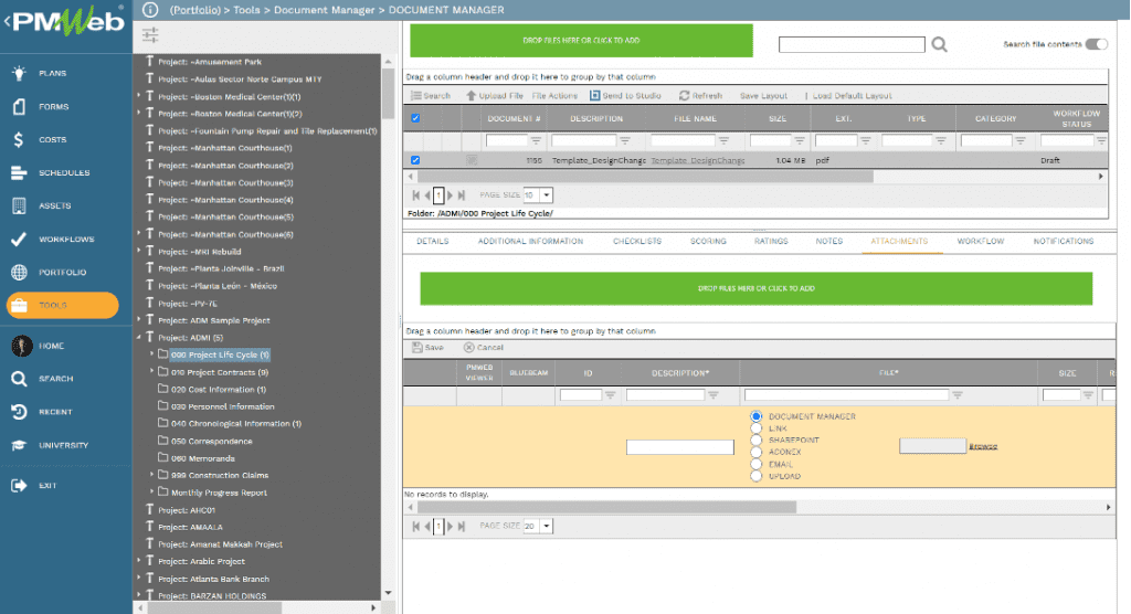 PMWeb 7 Document Manager to Standardize Implementation, Maintenance, and Storage of Project Records