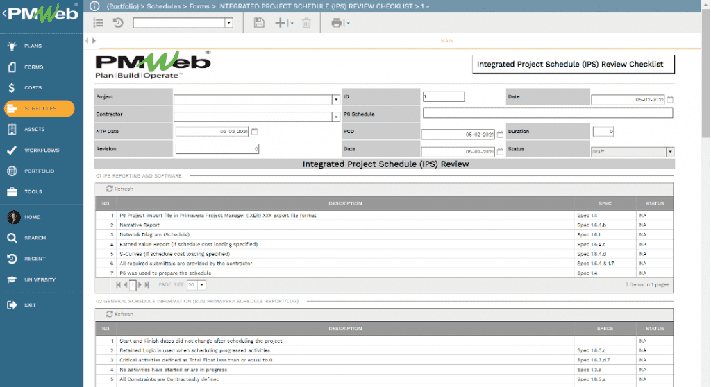 Ensure a Comprehensive, Timely Review and Approval of the Schedule Submittal