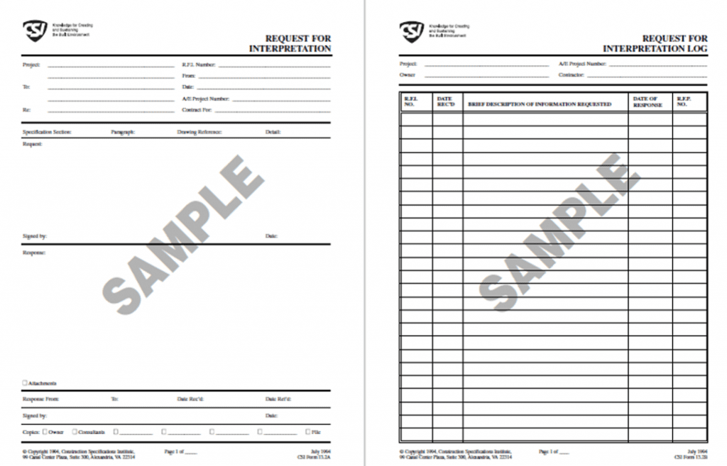 PMWeb 7 Request of Information Log (RFI)