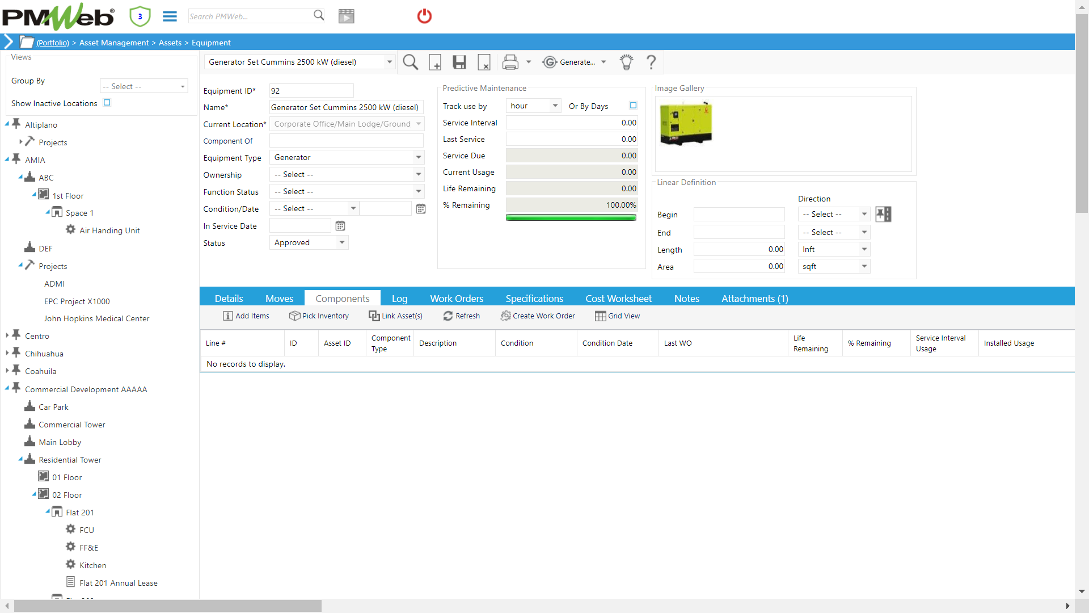 PMWeb 7 Assets Managment Assets Equipment Components 