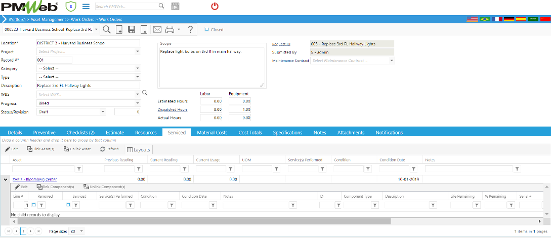 PMWeb 7 Asset Managment Work Orders Work Orders Serviced 