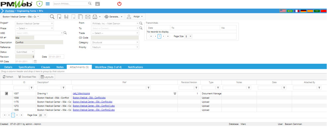 PMWeb 7 Engineering RFIs 
Attachments 