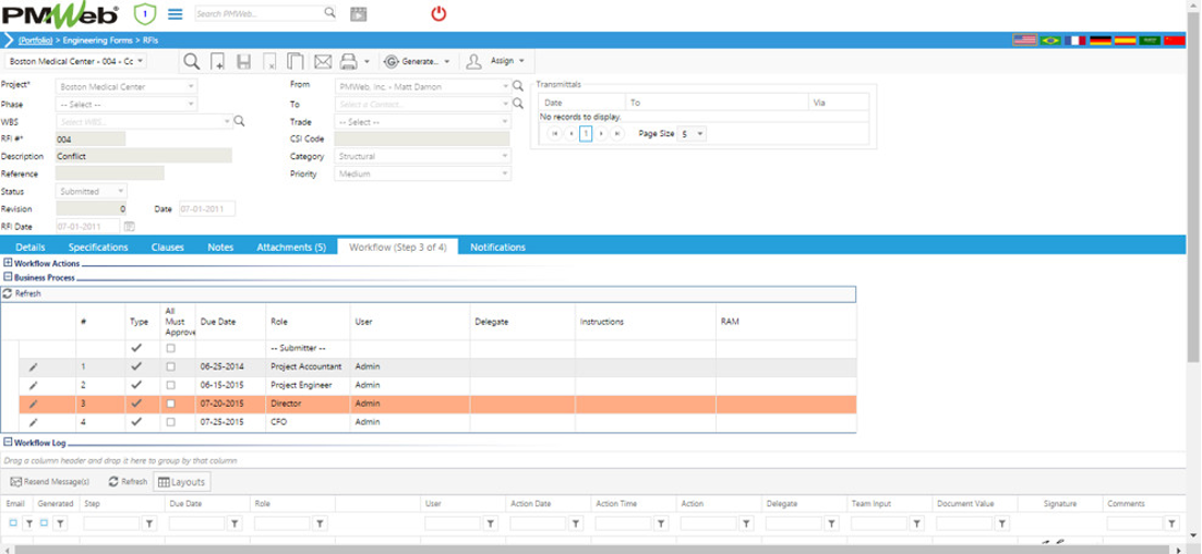 PMWeb 7 Engineering RFIs
Workflow (step 3 of 4)