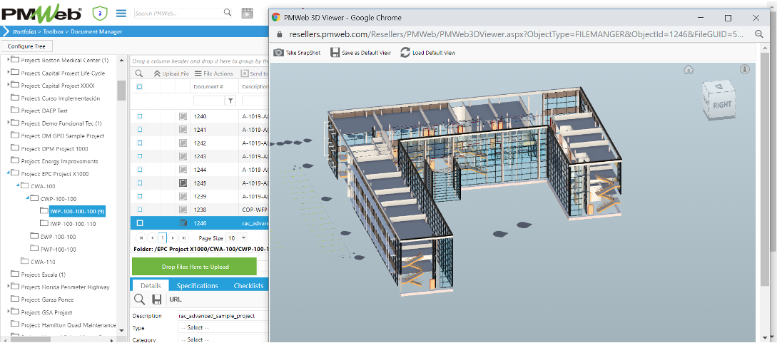 PMWeb 7 Toolbox Document Manager 3D viewer for Installation Work Packages