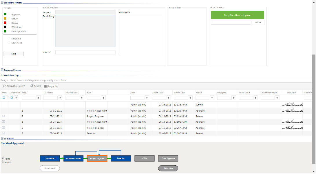 PMWeb 7 Workflow Action
Workflow Log for tracking Accountability