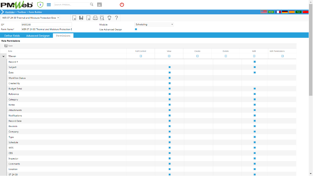 PMWeb 7 Toolbox Form Builder
Permission 