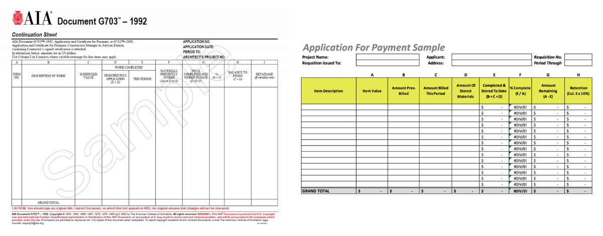 PMWeb 7 Continuation Sheet 
Application for Payment Sample