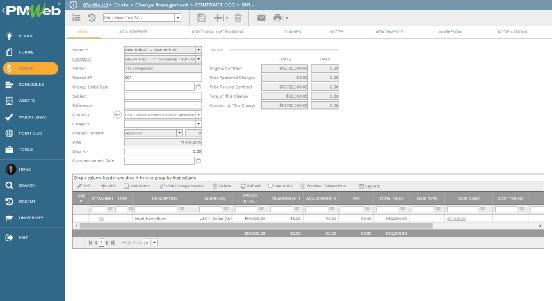 PMWeb 7 Costs Change Management Contract COS 
Main