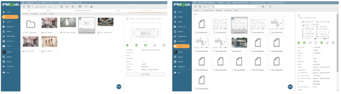 PMWeb 7 Forms Inspections Progresses Observation Level 01 
Attachements 
Document Manager Projects Capital Project Construction Phase BP02 Superstructure
